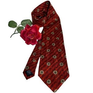 CP Christian Pelini Paris New York Rome Foulard SILK Neck tie Red Tan blue EUC